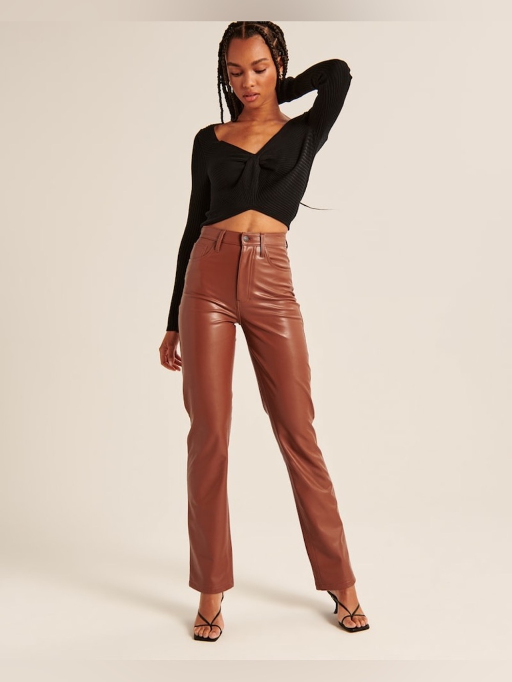 Abercrombie and Fitch High Rise 90s Straight Vegan Leather Pant